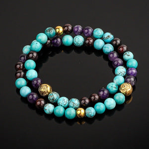 Bracelet - Women's Wrap Bracelet |  Turquoise, Amethyst, Garnet Gemstones