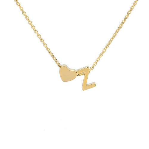 Mini Heart Initial Necklace - LeyeF Co. Global Jewelry & Accessories