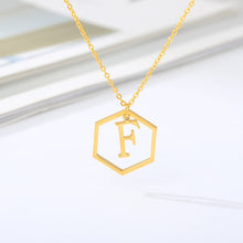 Load image into Gallery viewer, Initial Hexagon Necklace F / 43cm
