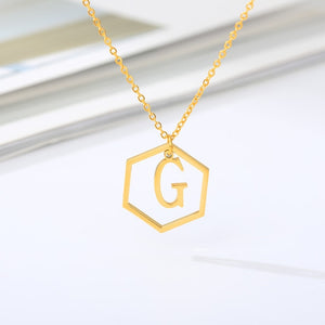 Initial Hexagon Necklace G / 43cm