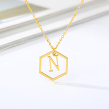 Load image into Gallery viewer, Initial Hexagon Necklace N / 43cm
