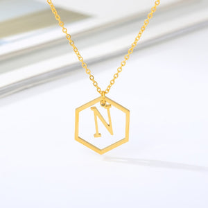 Initial Hexagon Necklace N / 43cm