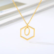 Load image into Gallery viewer, Initial Hexagon Necklace O / 43cm

