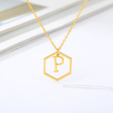 Load image into Gallery viewer, Initial Hexagon Necklace P / 43cm
