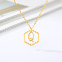 Load image into Gallery viewer, Initial Hexagon Necklace Q / 43cm
