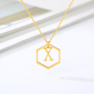 Initial Hexagon Necklace X / 43cm