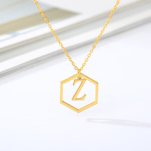 Initial Hexagon Necklace Z / 43cm