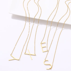 slanted initial necklace