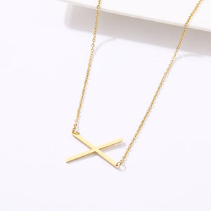 slanted initial necklace gold / x