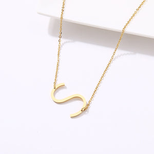 slanted initial necklace gold / s