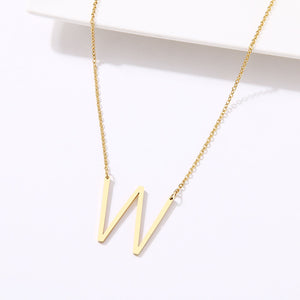 slanted initial necklace gold / w