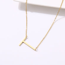 Load image into Gallery viewer, slanted initial necklace gold / t
