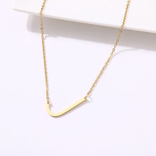 Load image into Gallery viewer, slanted initial necklace gold / j
