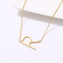 Load image into Gallery viewer, slanted initial necklace gold / r
