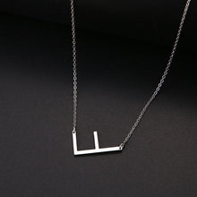 Load image into Gallery viewer, slanted initial necklace silver / f
