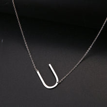 Load image into Gallery viewer, slanted initial necklace silver / u
