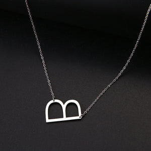 slanted initial necklace silver / b
