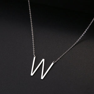 slanted initial necklace silver / w