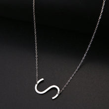Load image into Gallery viewer, slanted initial necklace silver / s
