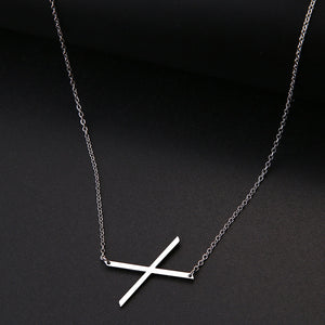 slanted initial necklace silver / x