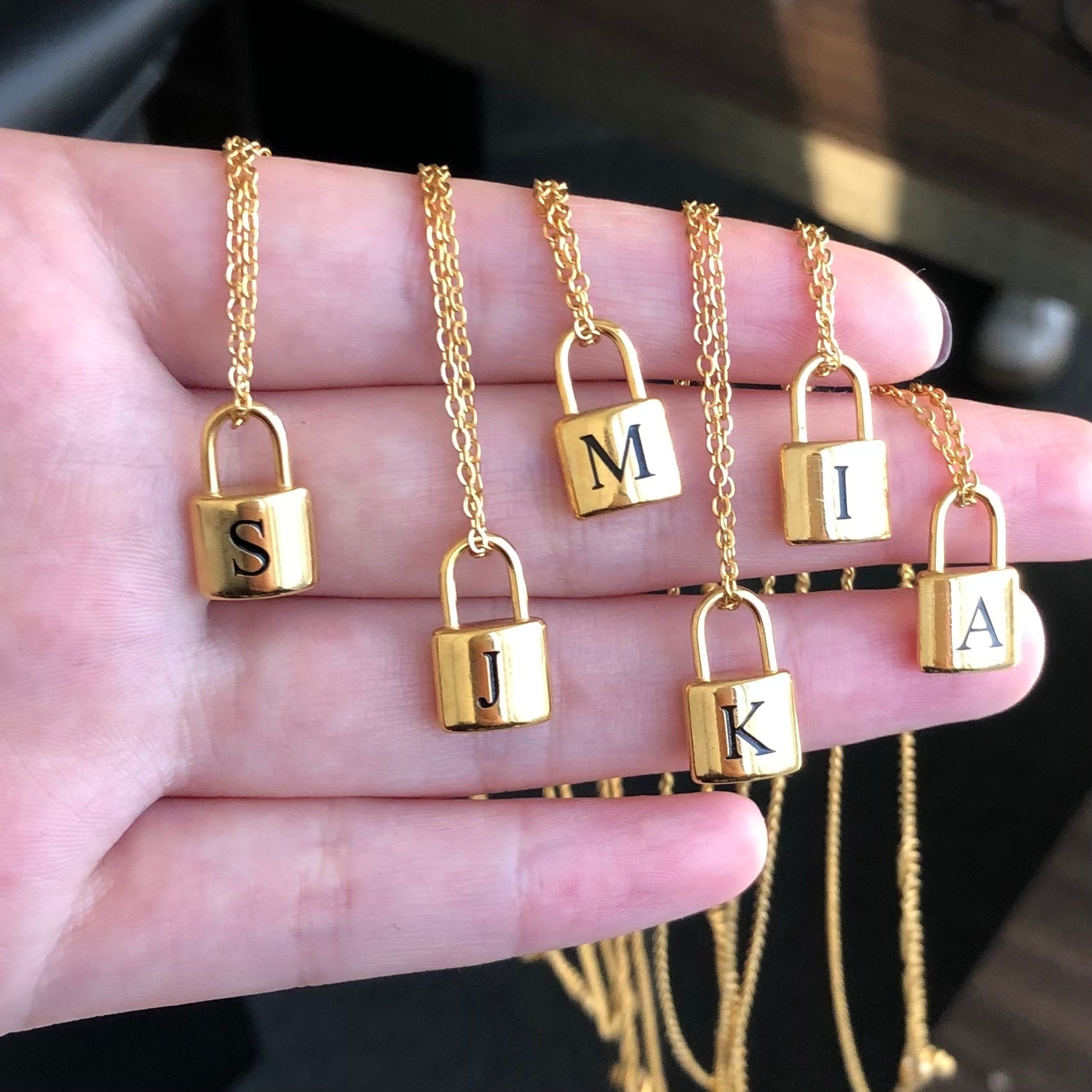 18K Custom Initial Padlock Necklace