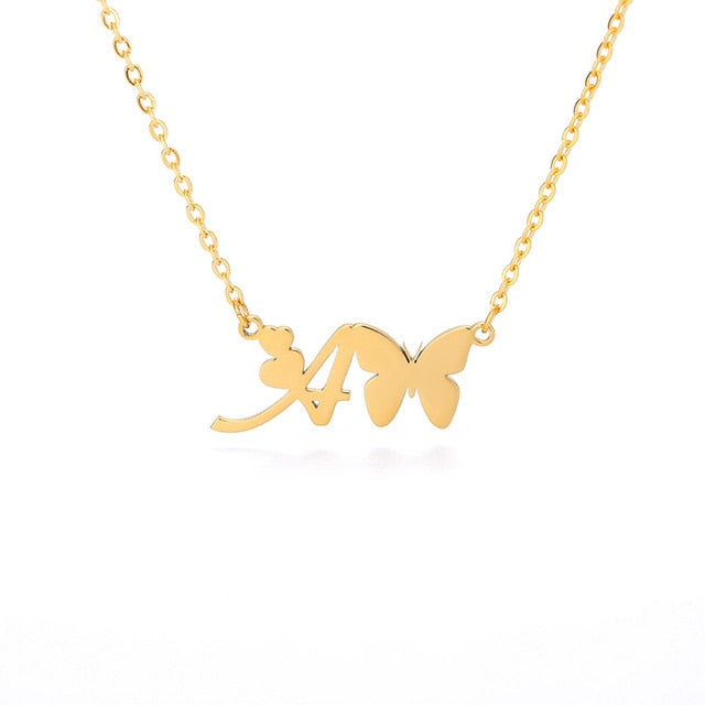 Initial Butterfly Necklace A / 45cm