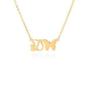 Initial Butterfly Necklace D / 45cm