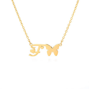 Initial Butterfly Necklace F / 45cm