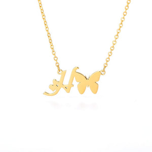 Initial Butterfly Necklace H / 45cm