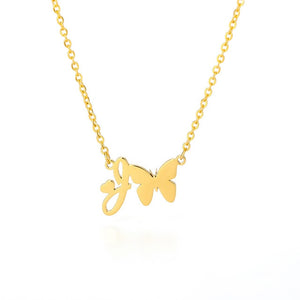 Initial Butterfly Necklace J / 45cm