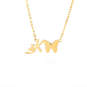 Initial Butterfly Necklace K / 45cm