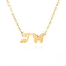 Load image into Gallery viewer, Initial Butterfly Necklace T / 45cm
