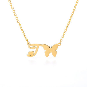 Initial Butterfly Necklace T / 45cm