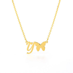 Initial Butterfly Necklace Y / 45cm