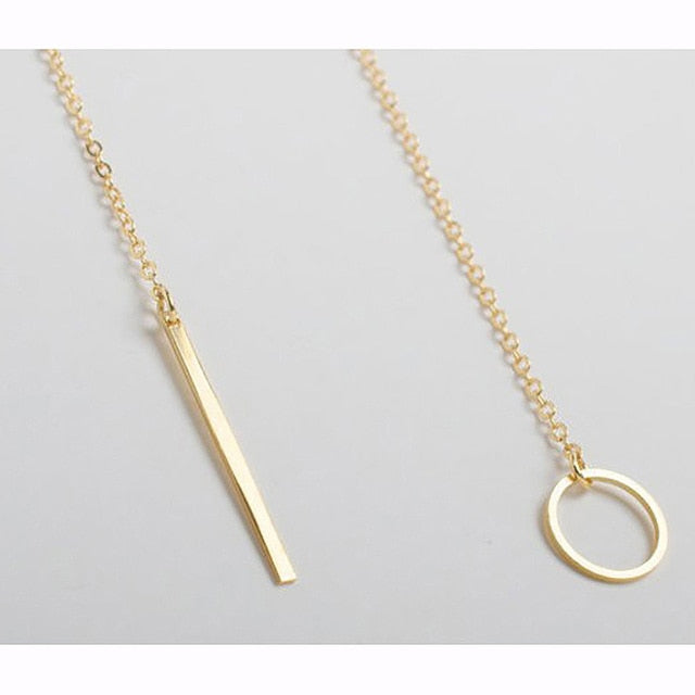 Circle Bar Lariat Necklace Gold / 60cm