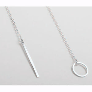 Circle Bar Lariat Necklace Silver / 60cm