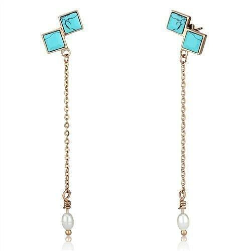 Square Turquoise Drop Earrings - LeyeF Co. Global Jewelry & Accessories
