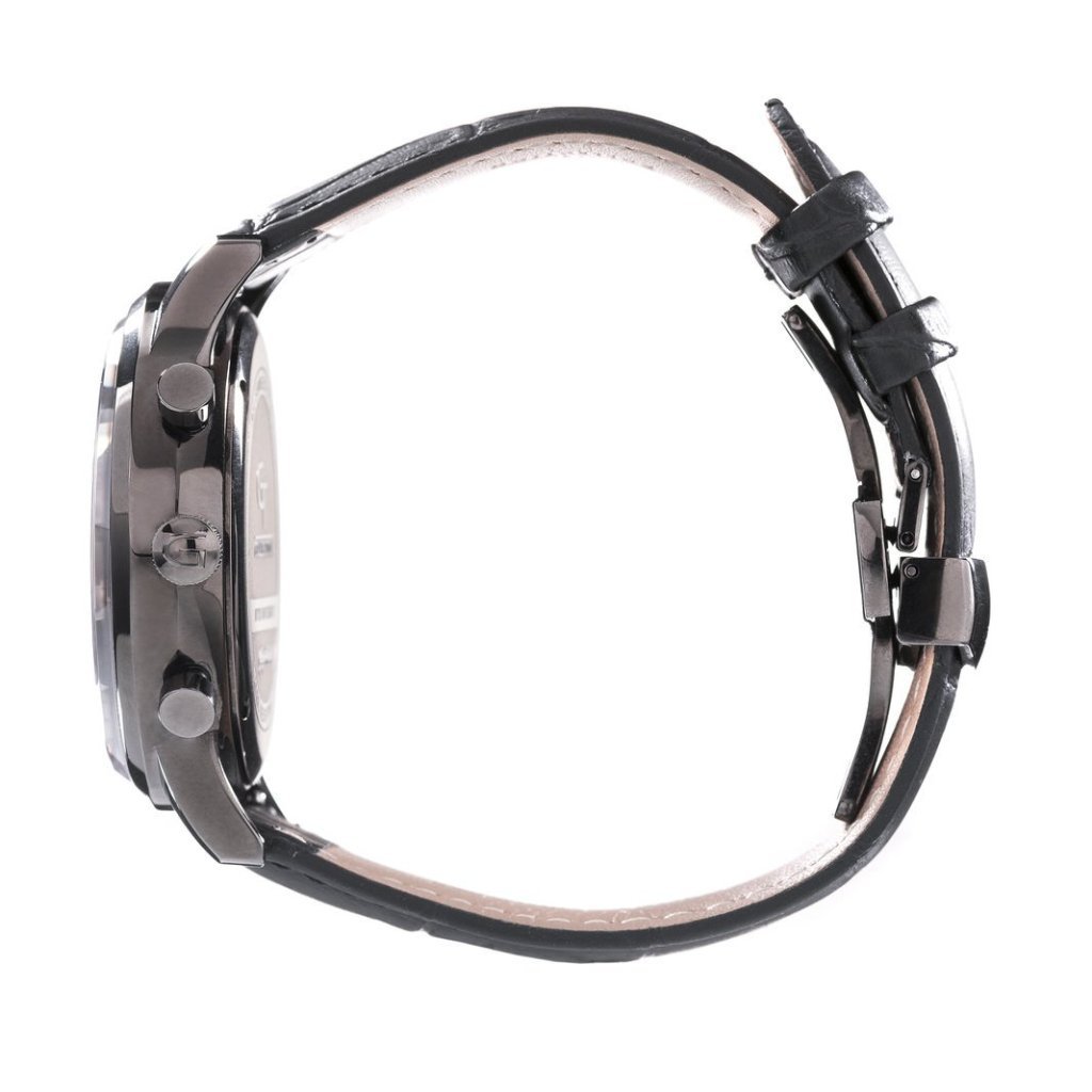 Men's Watch | Black Leather Strap | Black Watch Face